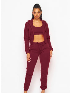 Lux Babe Jogger Set | Burgundy