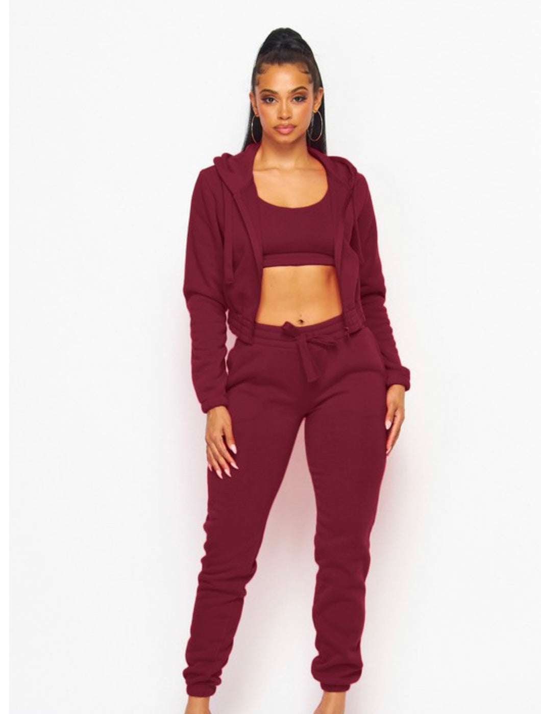 Lux Babe Jogger Set | Burgundy